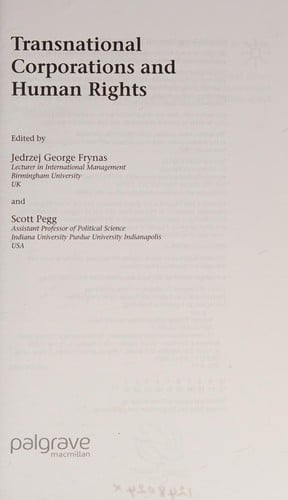 TRANSNATIONAL CORPORATIONS AND HUMAN RIGHTS; ED. BY JEDRZEJ GEORGE FRYNAS