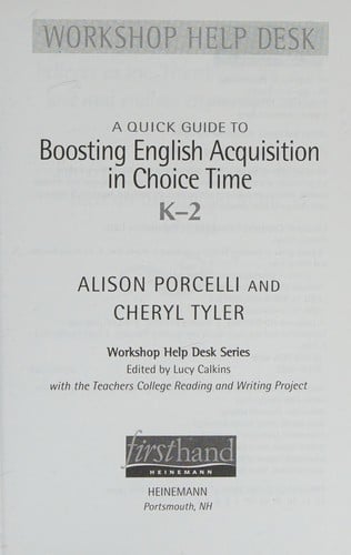 A quick guide to boosting English acquisition in choice time, K-2