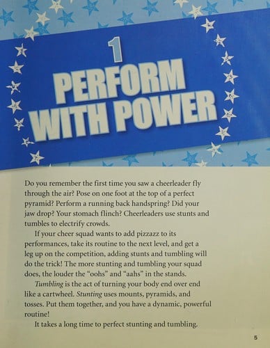 Cheerleading stunts and tumbling