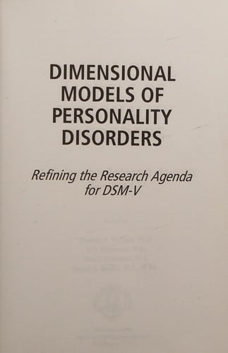 Dimensional models of personality disorders