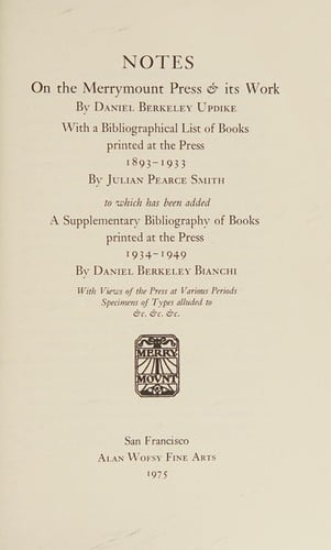 Notes on the Merrymount Press & its work
