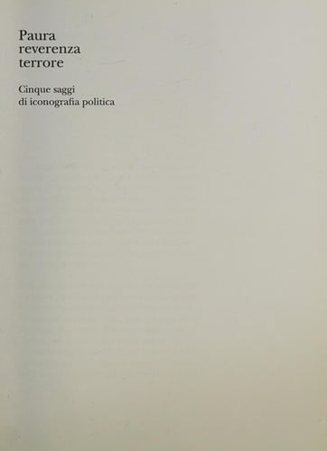 Paura, reverenza, terrore