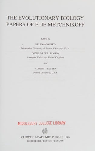 The evolutionary-biology papers of Elie Metchnikoff