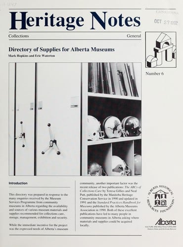 Directory of supplies for Alberta museums
