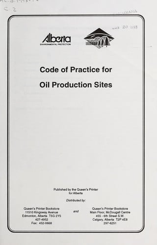 Code of practice for oil production sites
