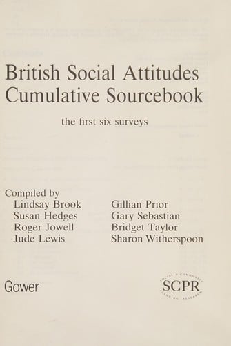 British social attitudes cumulative sourcebook