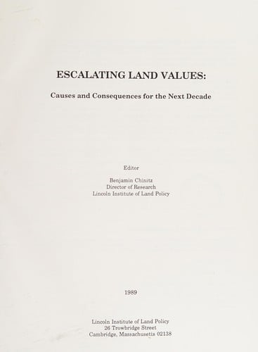 Escalating land values