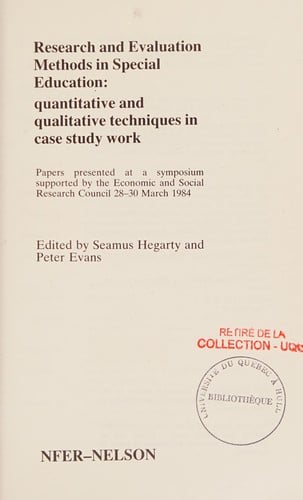 Research and evaluation methods in special education