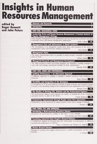 Insights in human resources management
