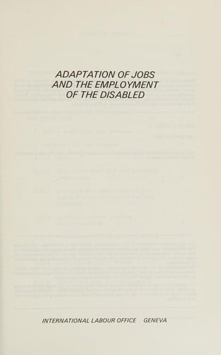 Adaptation of Jobs and the Employment of the Disabled