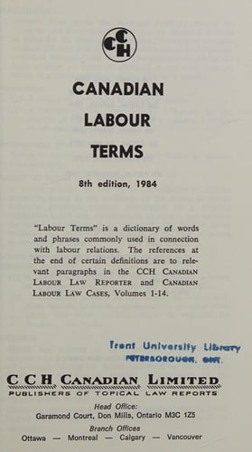 Canadian labour terms. --