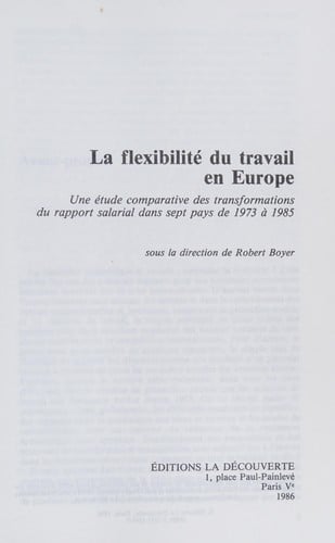 La Flexibilité du travail en Europe