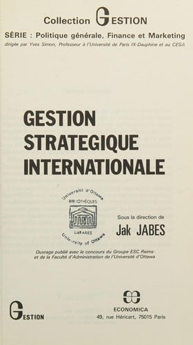 Gestion stratégique internationale
