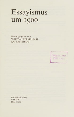 Essayismus um 1900