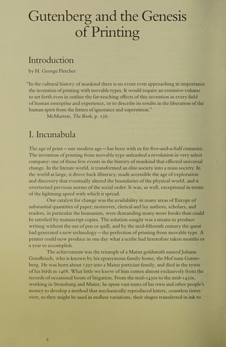 Gutenberg and the genesis of printing