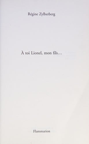 À toi, Lionel, mon fils--