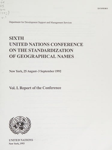 Sixth United Nations Conference On the S (Standardization of Geographical Names)