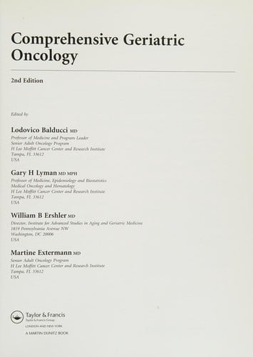 Comprehensive geriatric oncology