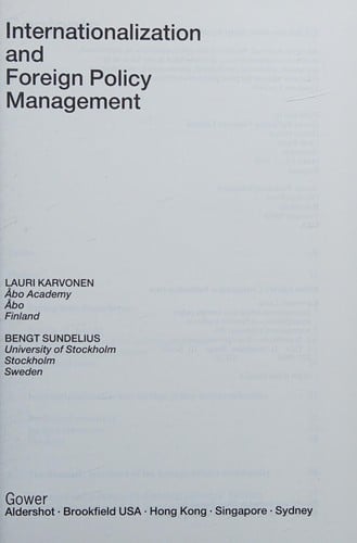 Internationalization and foreign policy management