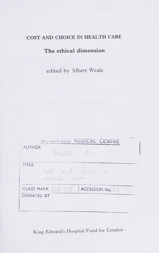 Cost and Choice in Health Care