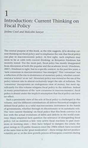 Current thinking on fiscal policy