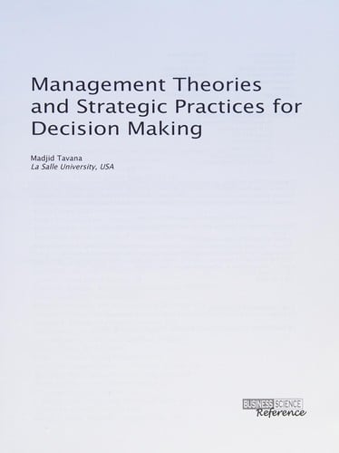 Management theories and strategic practices for decision making