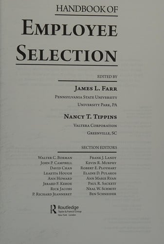 Handbook of employee selection