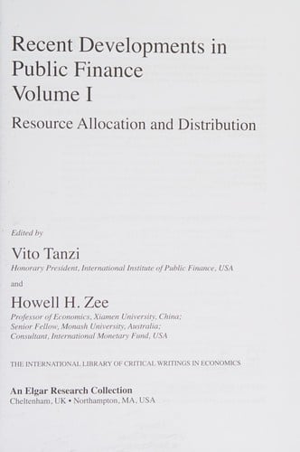 Recent developments in public finance