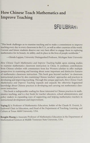 How Chinese teach mathematics and improve teaching