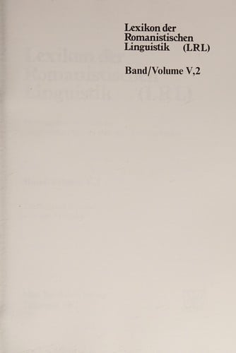 Lexikon der romanistischen Linguistik