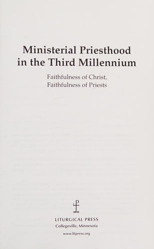 Ministerial priesthood in the third millennium