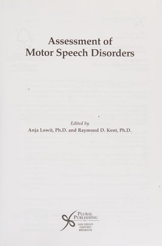 Assessment of motor speech disorders