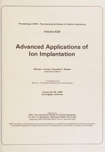 Advanced applications of ion implantation