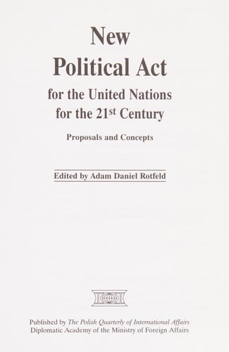 New political act for the United Nations for the 21st century