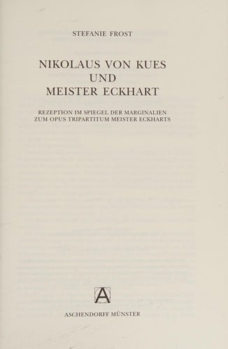 Nikolaus von Kues und Meister Eckhart