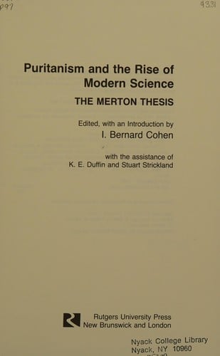 Puritanism and the rise of modern science