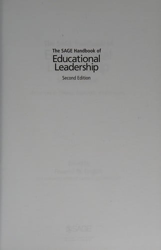 The SAGE handbook of educational leadership