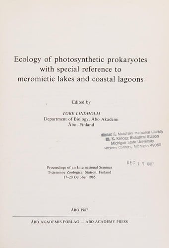 Ecology of photosynthetic prokaryotes with special reference to meromictic lakes and coastal lagoons