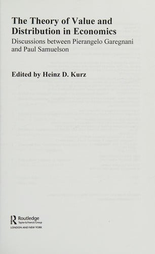 The theory of value and distribution in economics