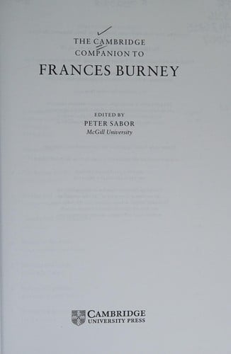 The Cambridge companion to Frances Burney
