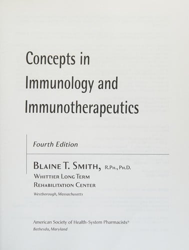 Concepts in immunology and immunotherapeutics