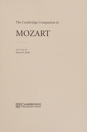 CAMBRIDGE COMPANION TO MOZART; ED. BY SIMON P. KEEFE