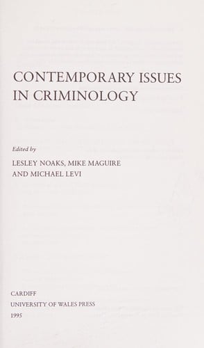 Contemporary issues in criminology