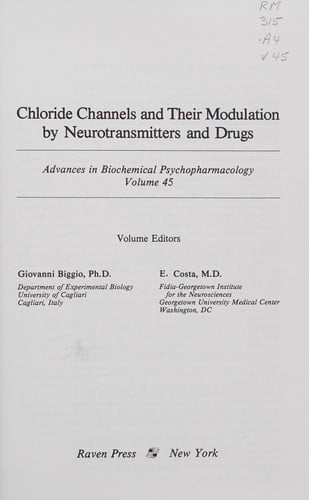 Chloride channels and their modulation by neurotransmitters and drugs