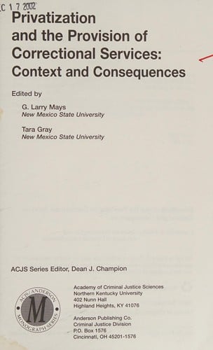 Privatization and the provision of correctional services