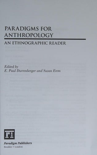 Paradigm for anthropology
