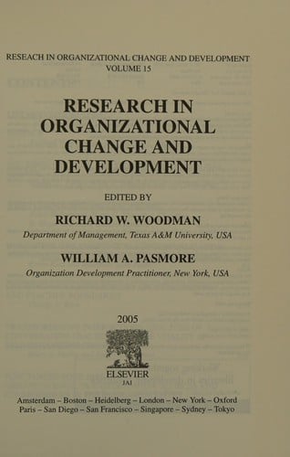 Research in organizational change and development