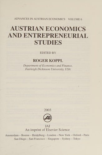 Austrian economics and entrepreneurial studies