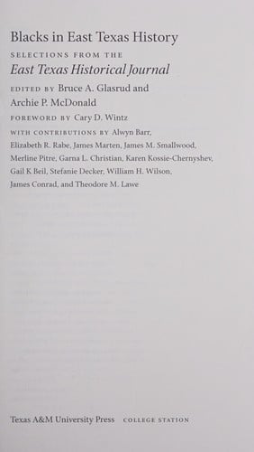 Blacks in East Texas history