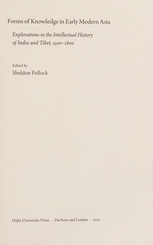 Forms of knowledge in early modern Asia